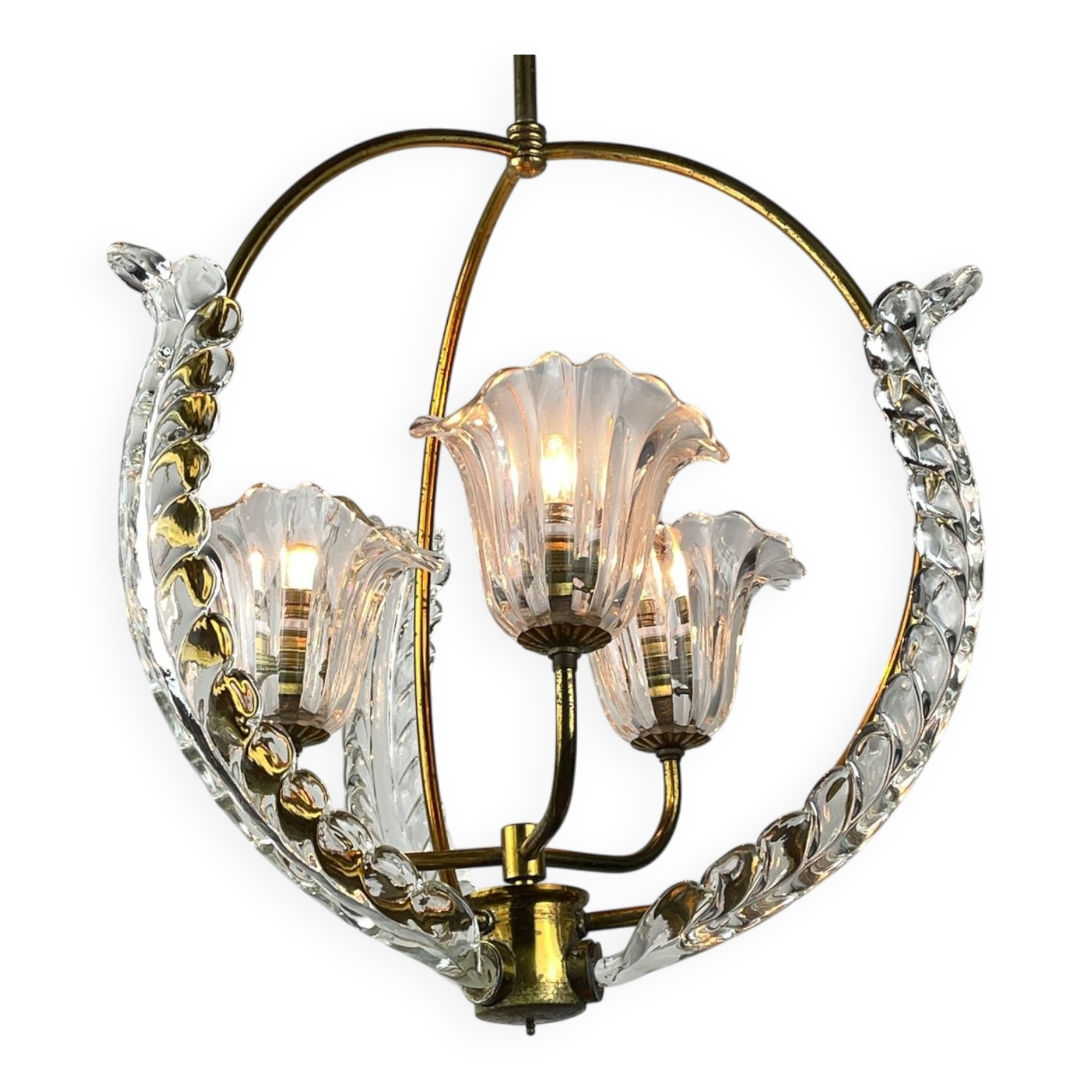 Murano glass chandelier by Ercole Barovier, Barovier & Toso, 1930s.