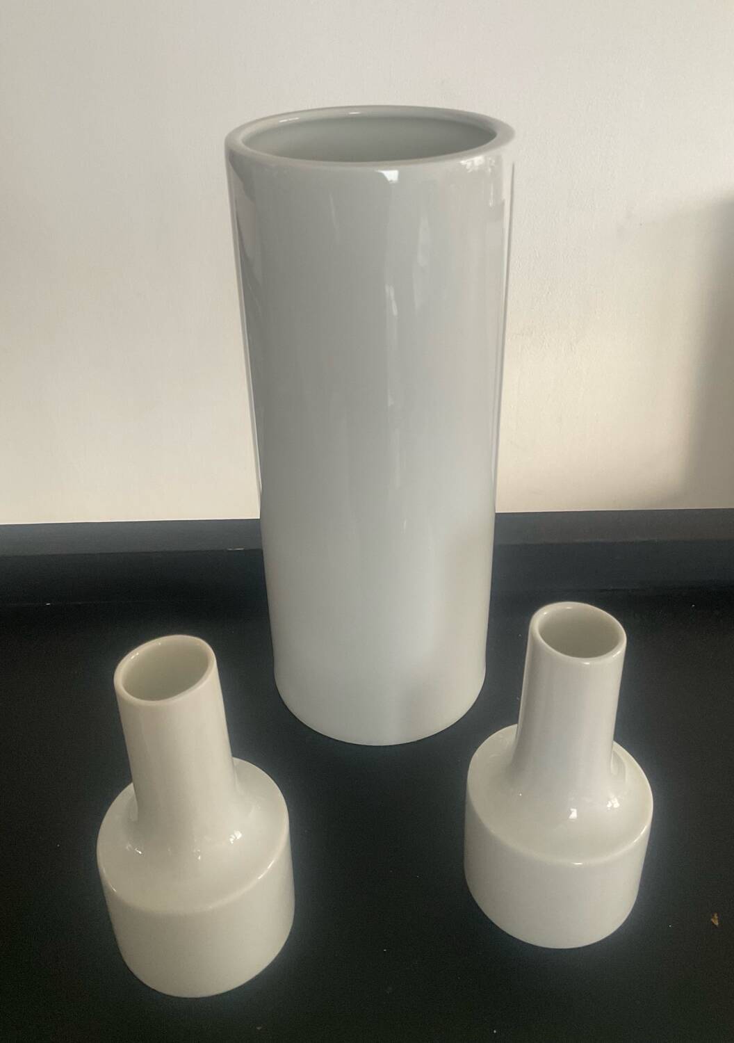 Trio of vintage West German porcelain vases