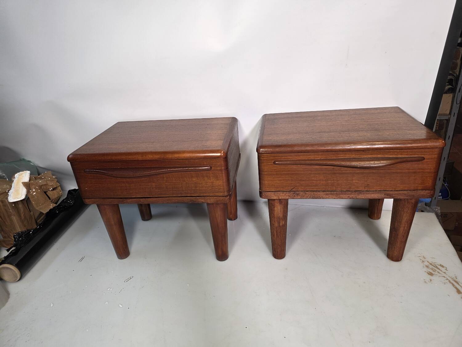 Pair of Scandinavian teak bedside tables from the 1960s.