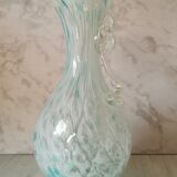 Vase verre moucheté bleu