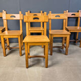 Set of 6 Spanish rustic dining chairs, 1960s