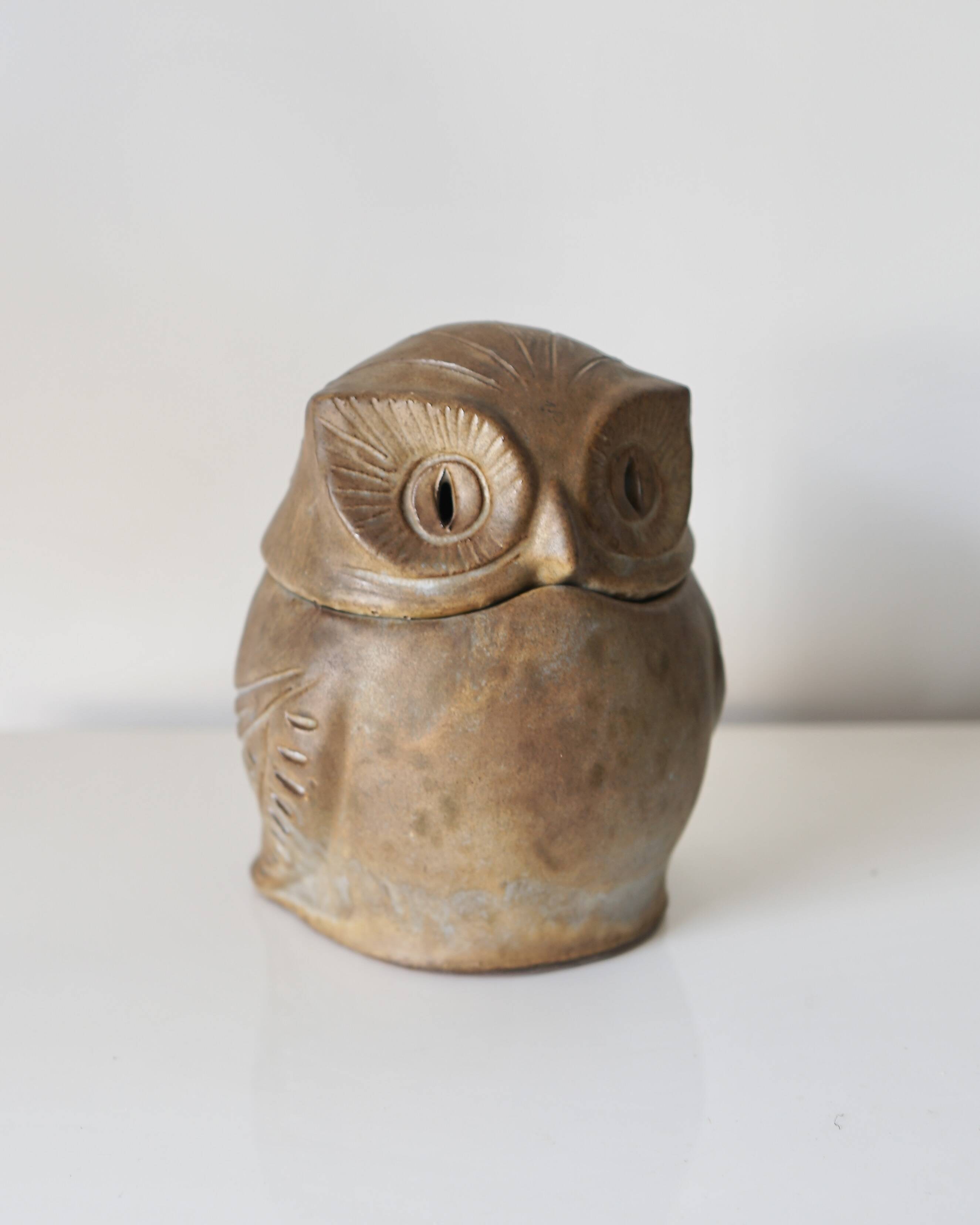 Ceramic owl sculpture - signed Agnès Escala - France, 1960s