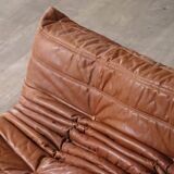 Original Ligne Roset Togo Two Seater Sofa In Leather By Michel Ducaroy '80s