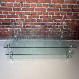 Table basse à deux plateaux en verre