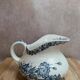 Small chubby antique jug in ironstone – blue floral decoration