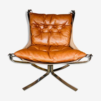 Fauteuil Sigurd Resell cuir & chrome falcon chair