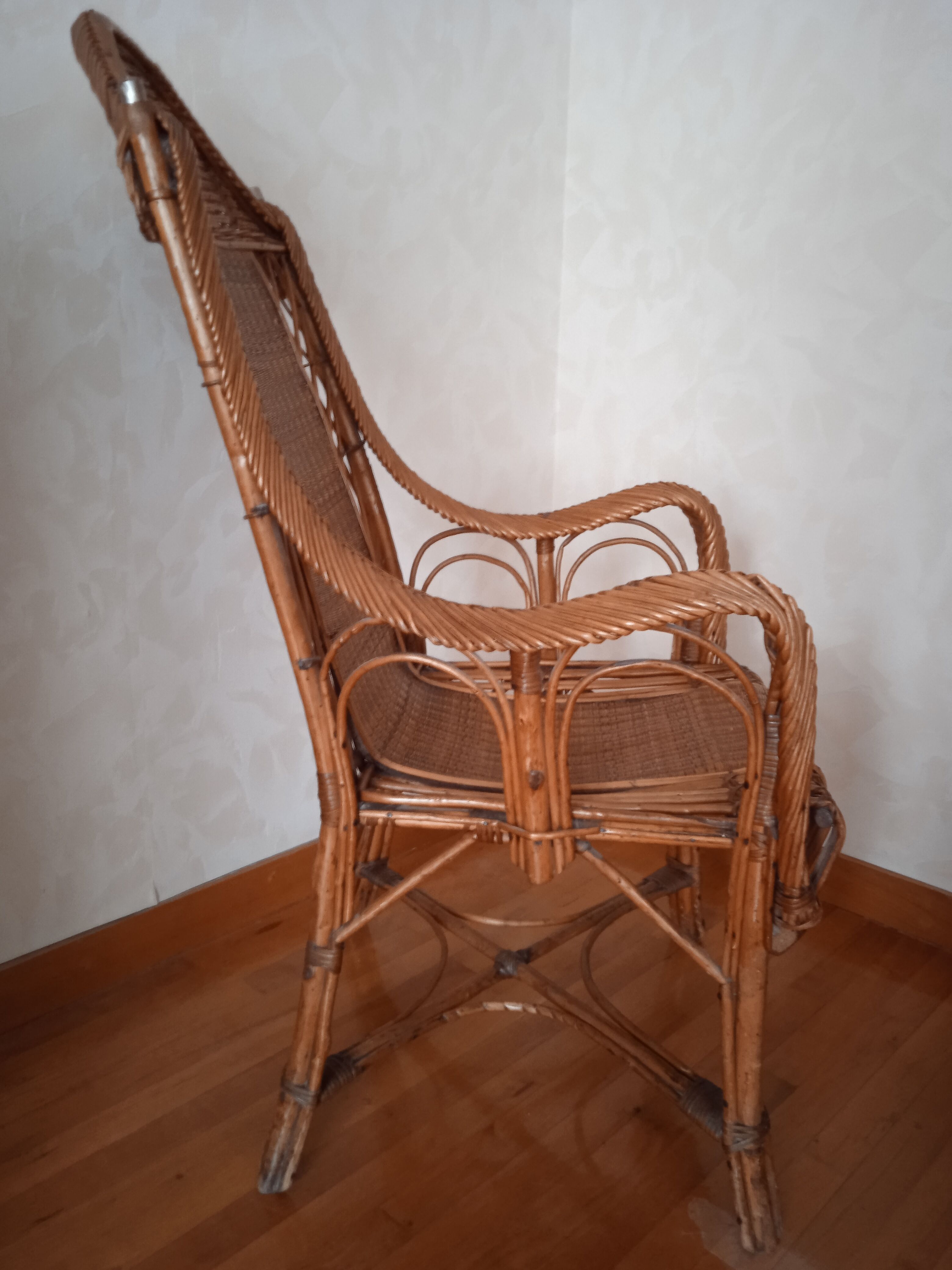 Old rattan armchair