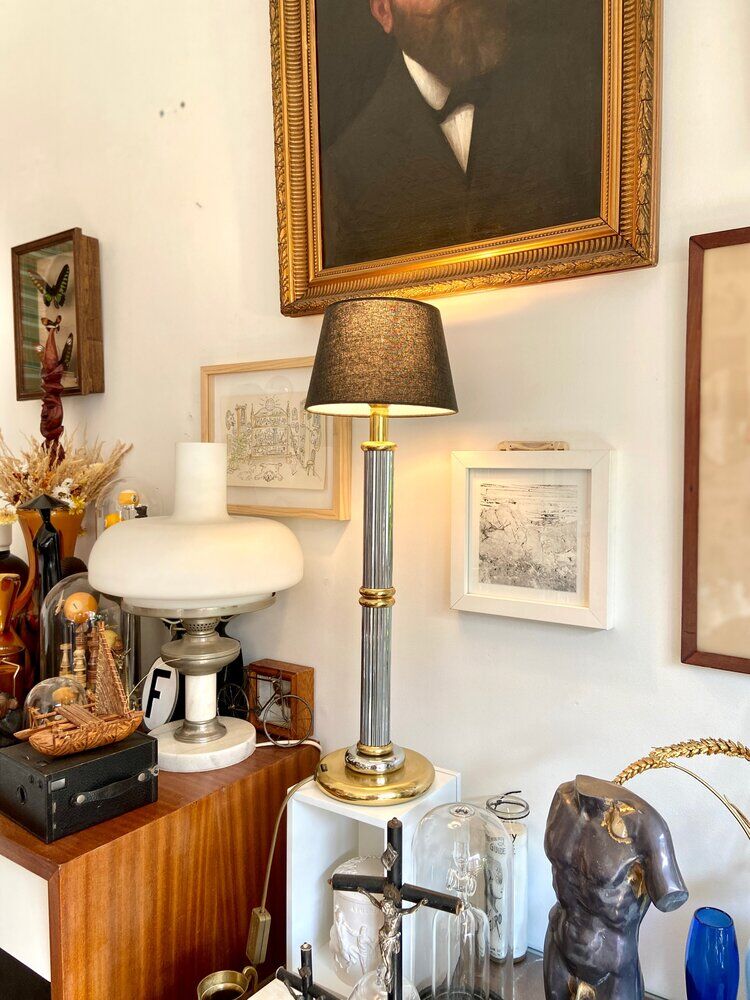 Le Dauphin lamp in silver and gold metal