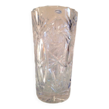 Cylinder vase in chiseled crystal / vintage 60s-70s