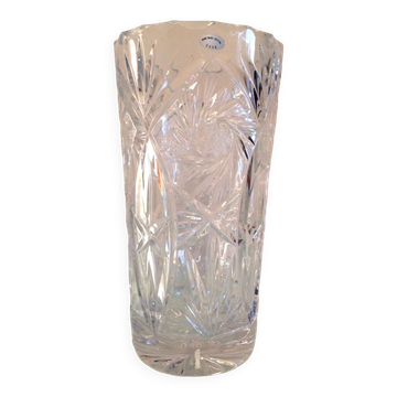 Vase cylindre en cristal ciselé / vintage années 60-70