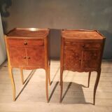 2 bedside tables with Louis XV style marquetry doors