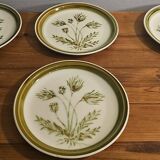 8 plates "gien france" herbariums flower motif