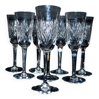 Set of 8 Junon champagne flutes in Lemberg crystal dlG Chantilly Saint-Louis