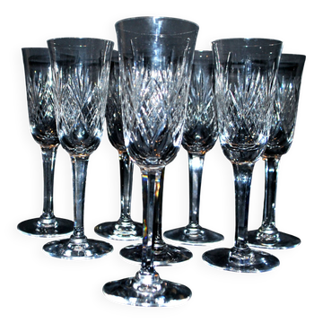 Set of 8 Junon champagne flutes in Lemberg crystal dlG Chantilly Saint-Louis