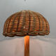 Large French rattan floor lamp, mushroom shade, vintage wicker standing lamp