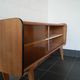 Sideboard vintage Scandinavian feet compass of oak and glass