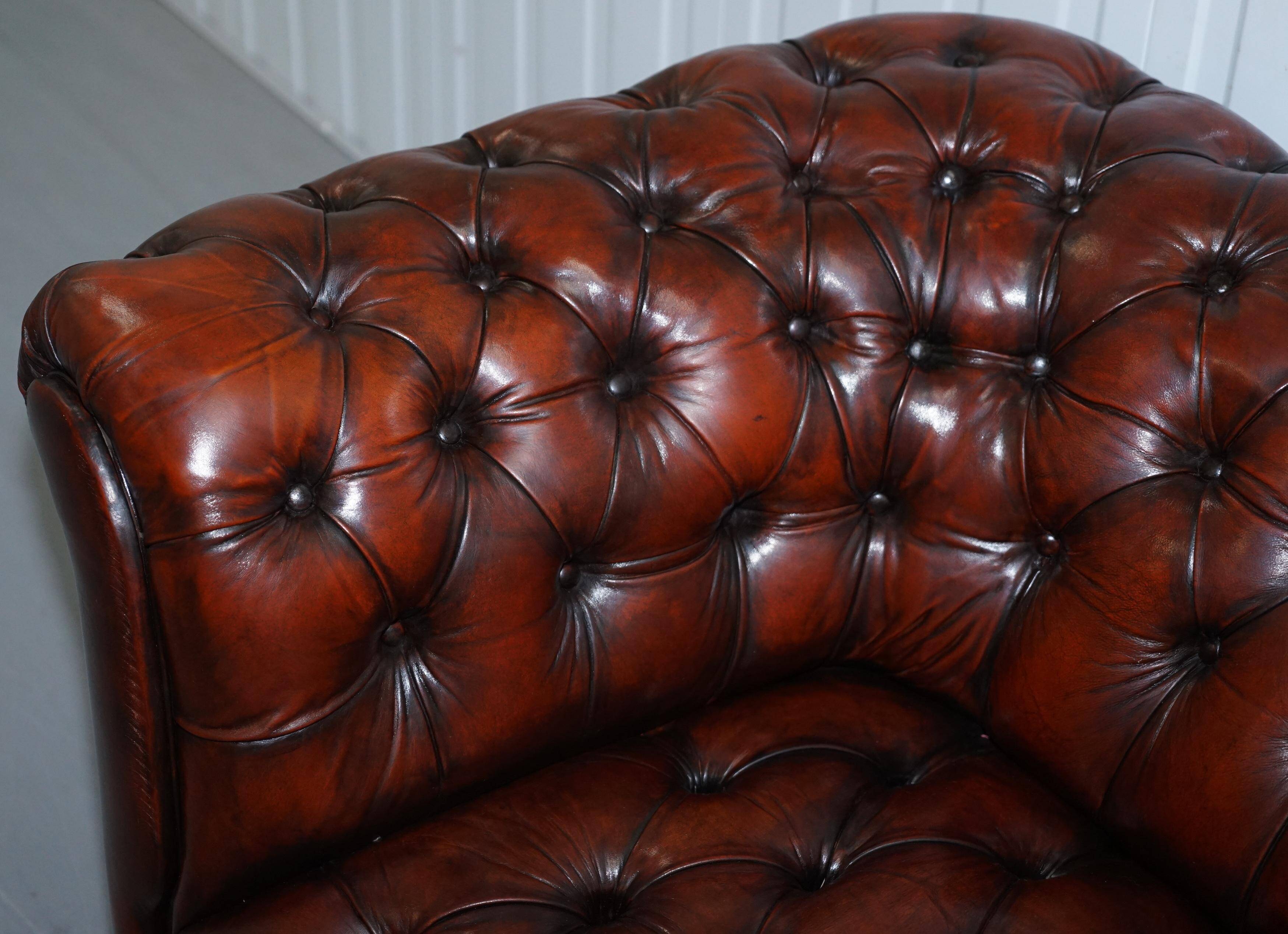 Small Victorian leather Chesterfield sofa