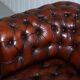 Small Victorian leather Chesterfield sofa
