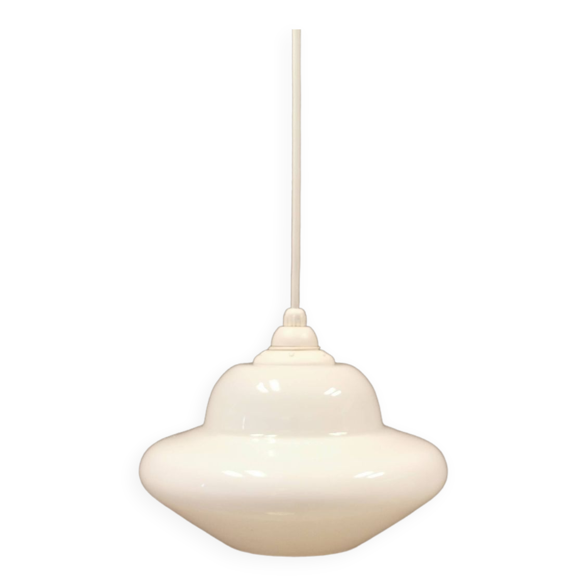 Small hanging lamp in white opal glass
