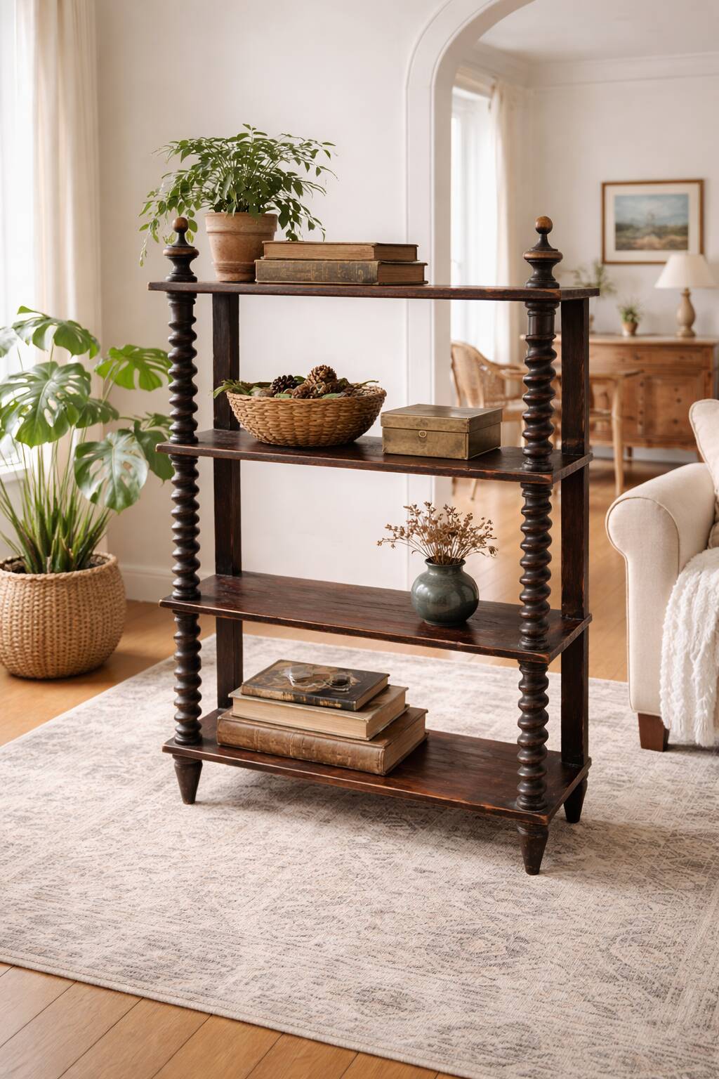 Antique shelf with twisted columns – late 19th century