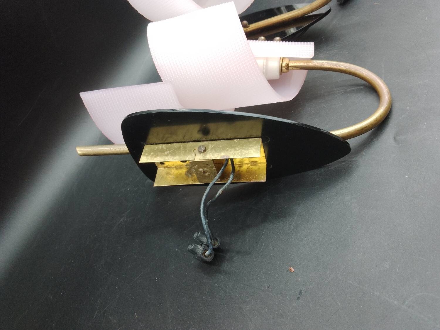 Pair of wall lights 1950 1960 Design Geru Leuchten Plexiglas and Brass