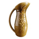 Sarreguemines green ceramic wine pitcher