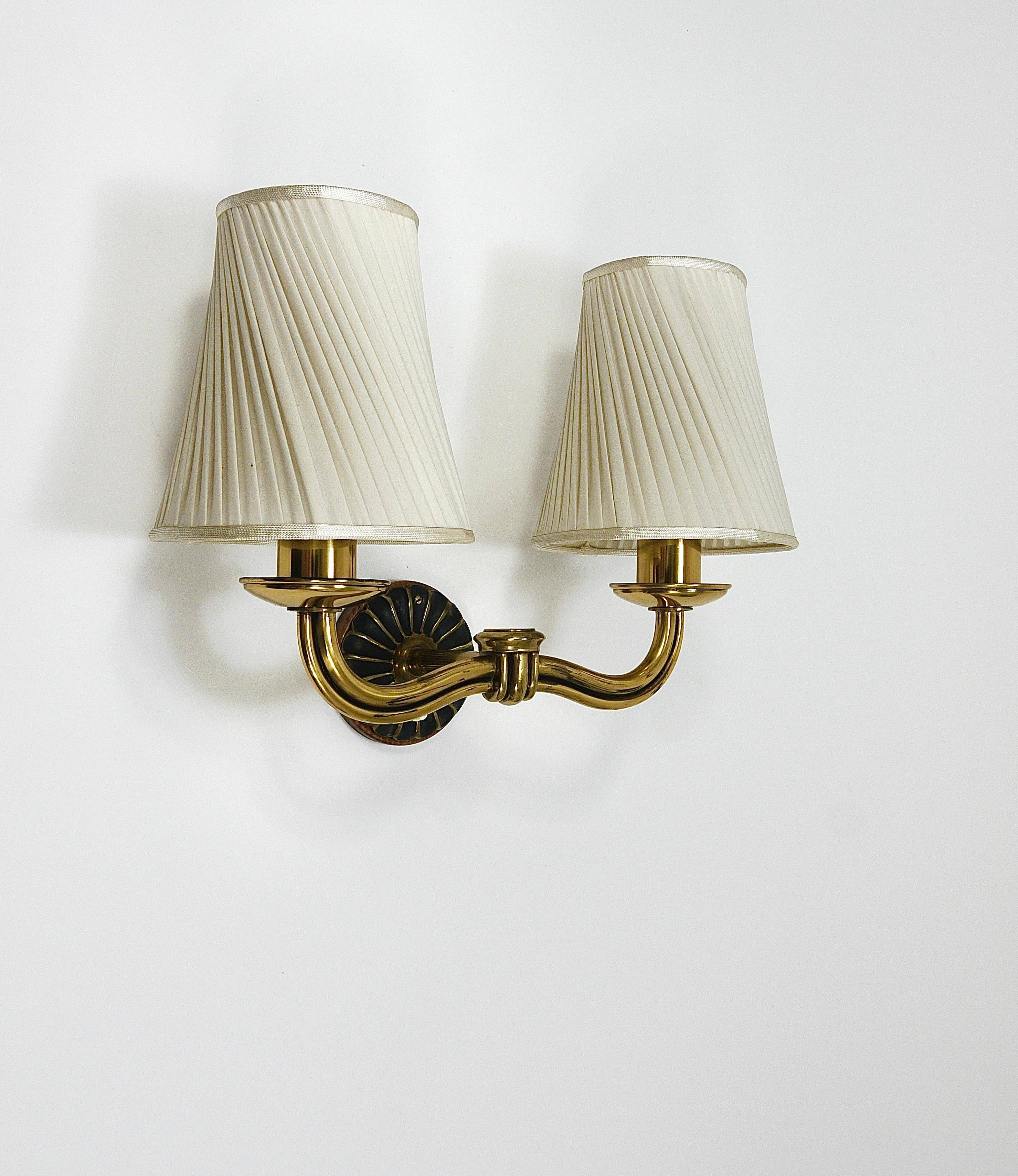 Pair of Wall Sconces in Brass from Viennese Modernism Hugo Gorge, Austria, 1940s