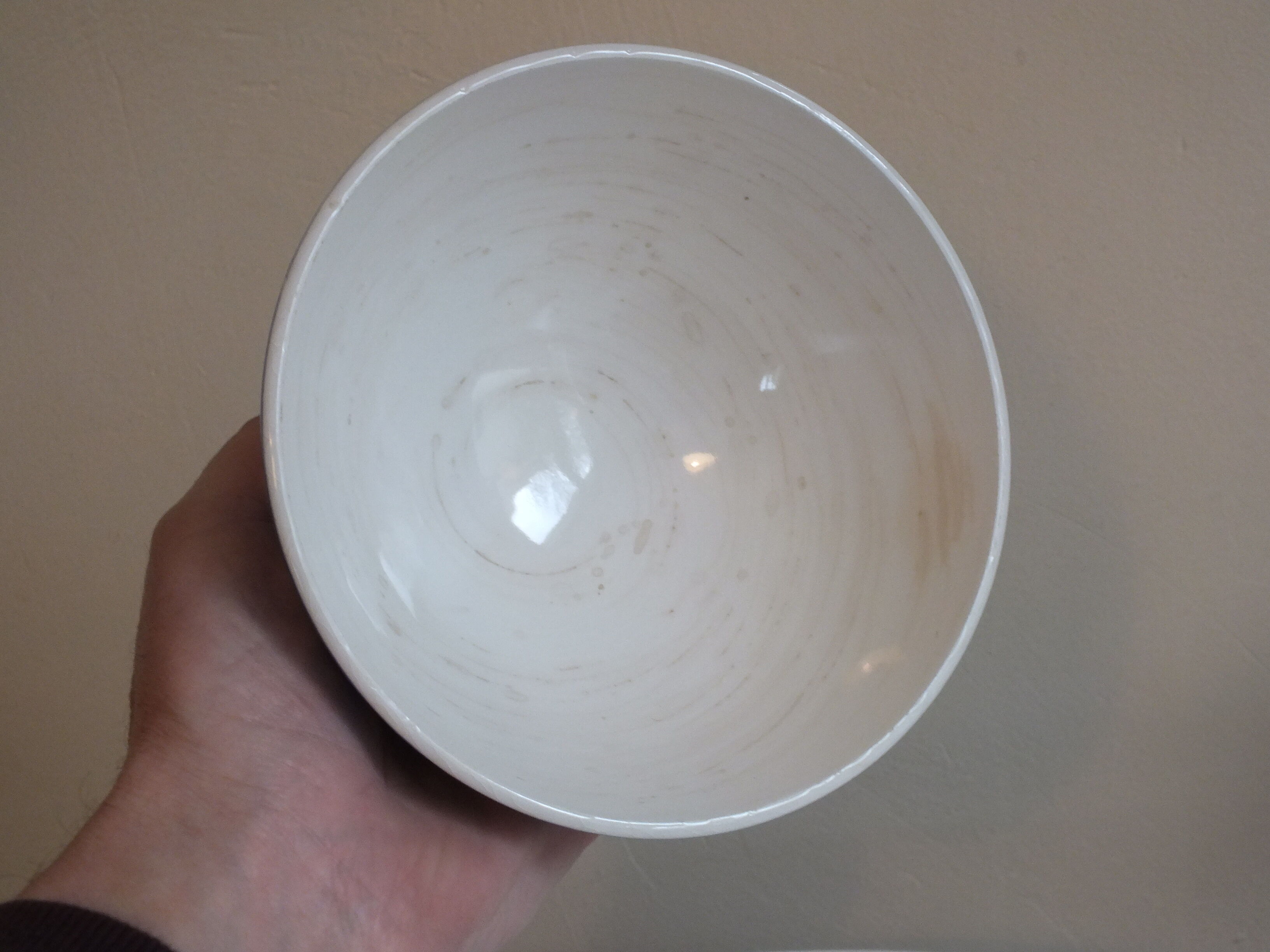 Vintage blue ribbed bowl on pedestal
