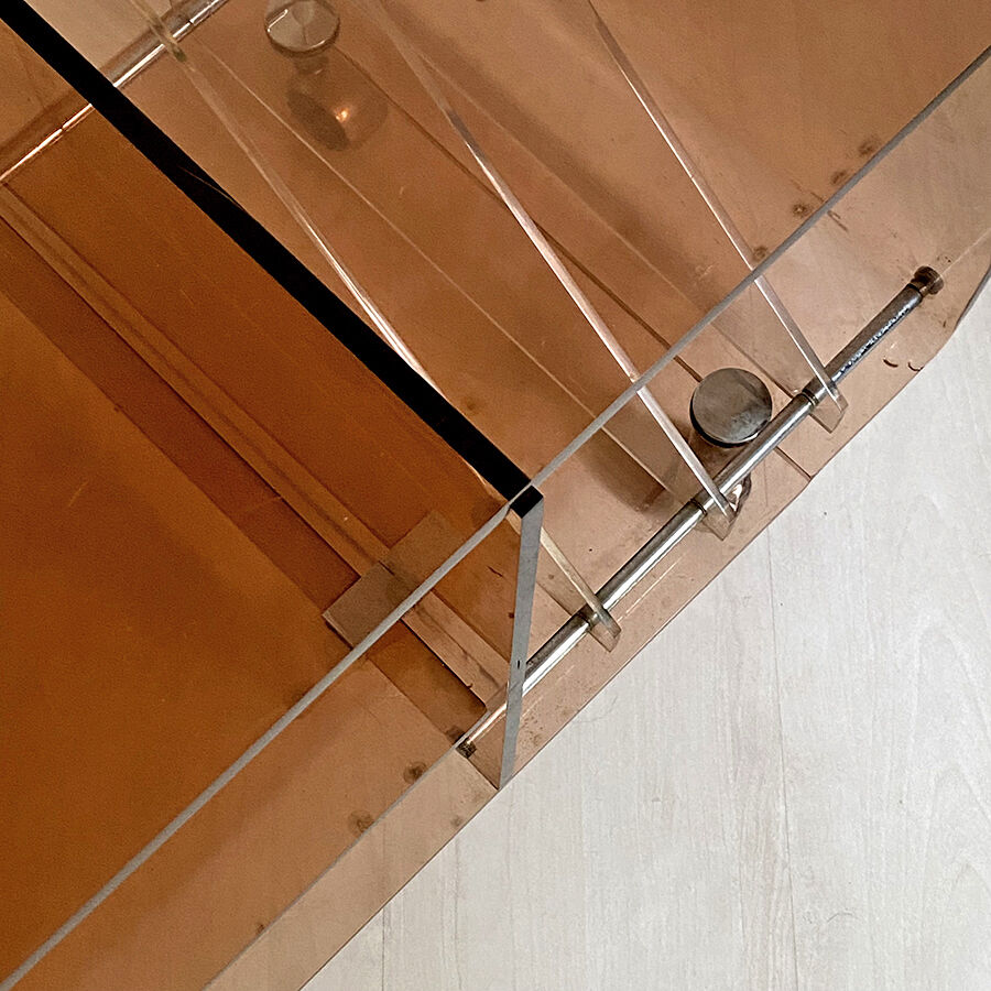 Hifi furniture in vintage smoked plexiglass 70's