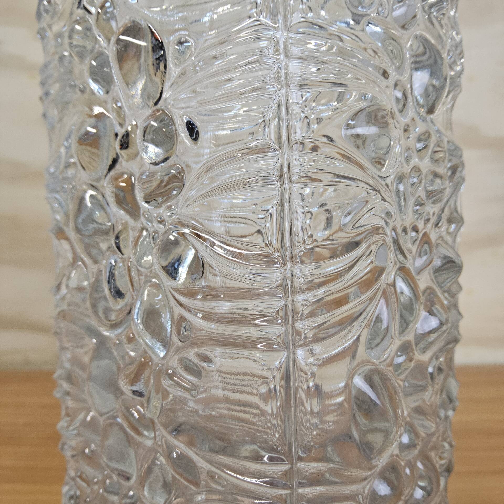 Vintage glass vase bubble texture (Hermanova Hut, 1968)