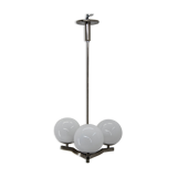 Nickel-plated three flamming functionalist chandelier, 1930s