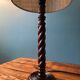 Pair of table lamps in turned wood, manual work