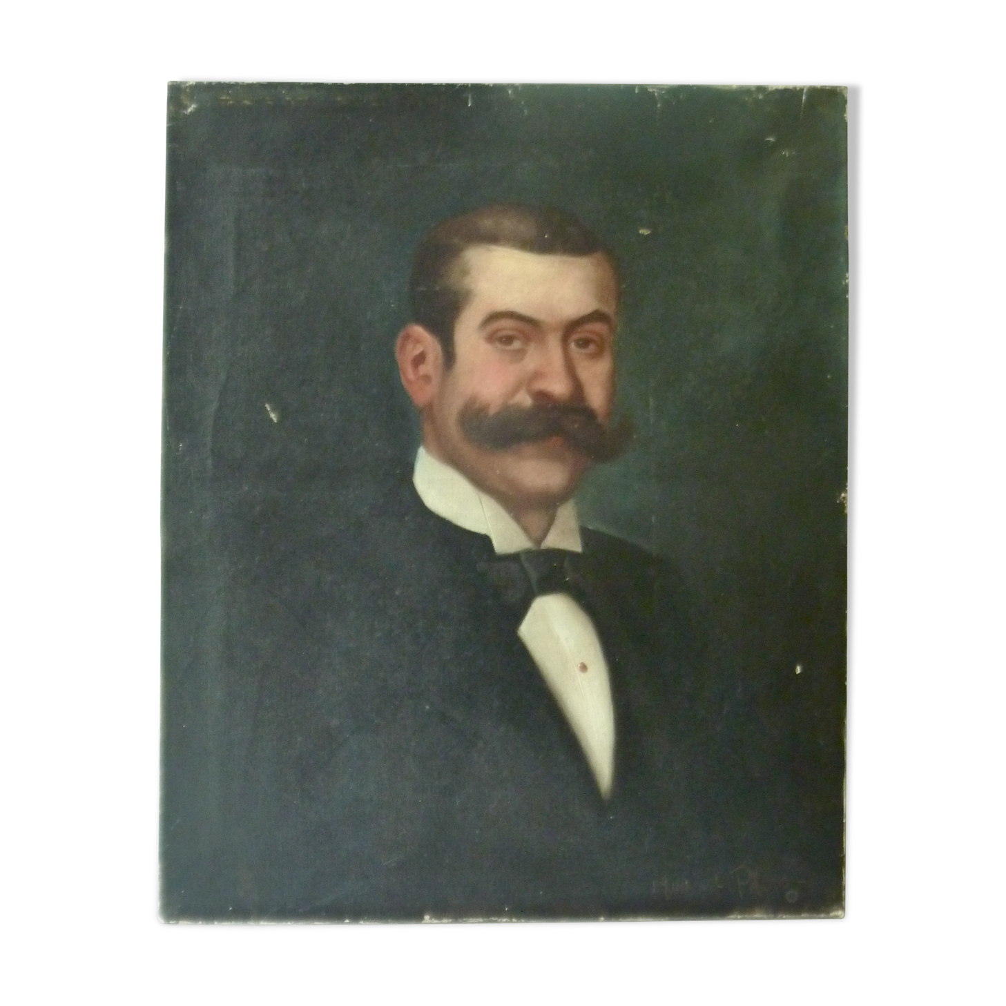 Portrait of a man era 1900 signed