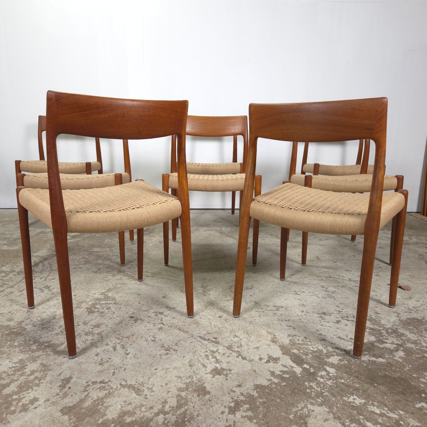 Niels Møller model 77 dining chair teak new papercord