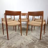 Niels Møller model 77 dining chair teak new papercord