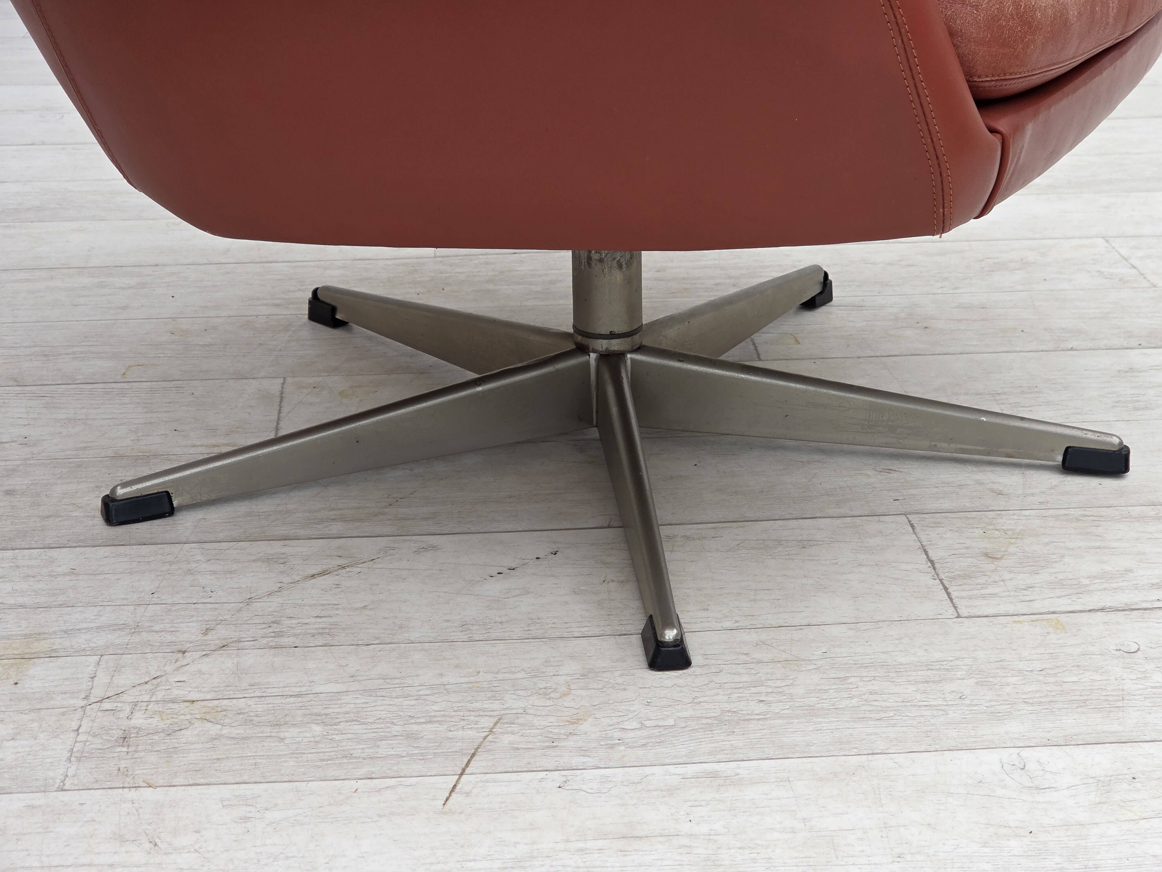 1970s, Danish design by H.W.Klein, swivel armchair, furniture leather.