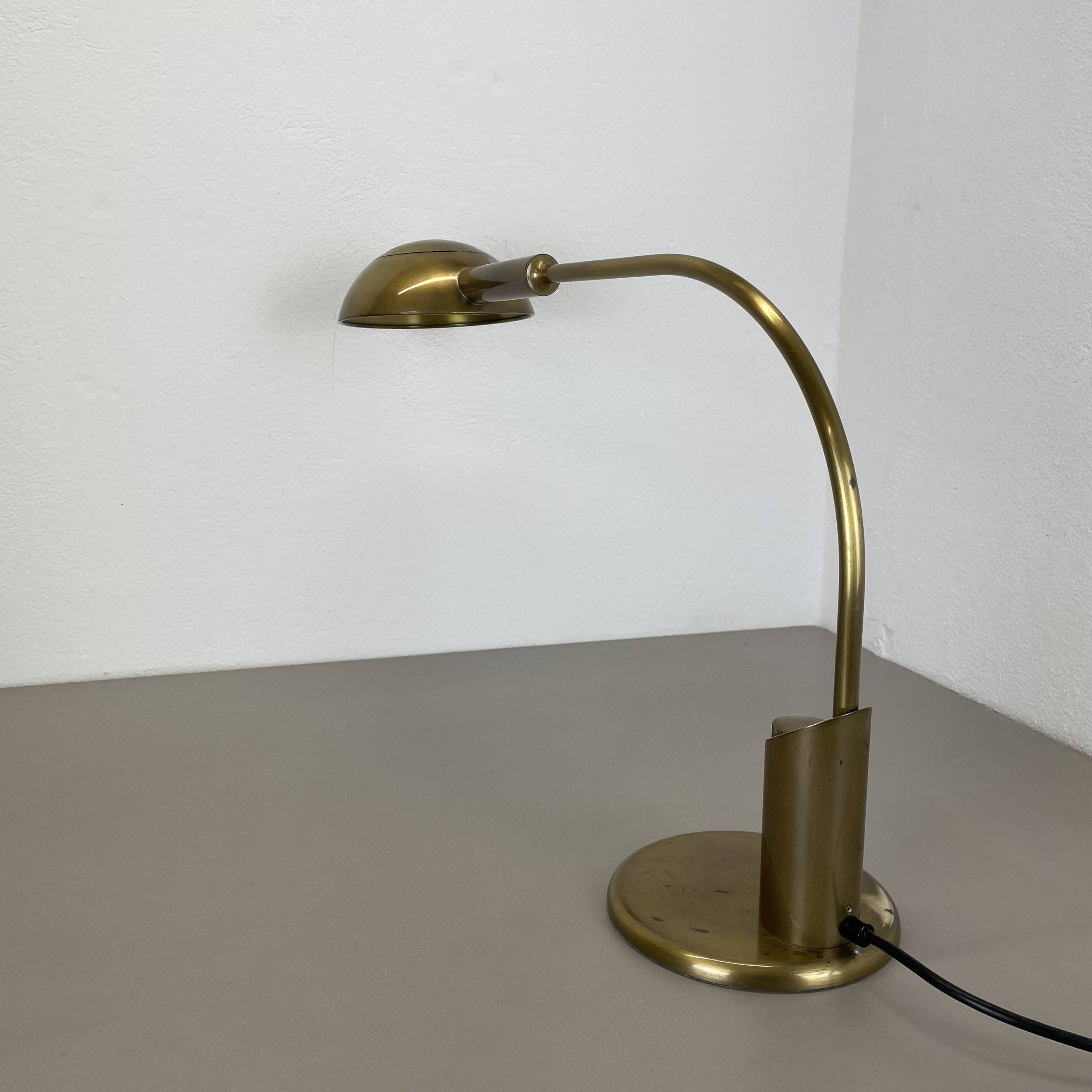Large Modernist 60cm Table Lamp in Brass and Metal by Florian Schulz, Germany, 1970s