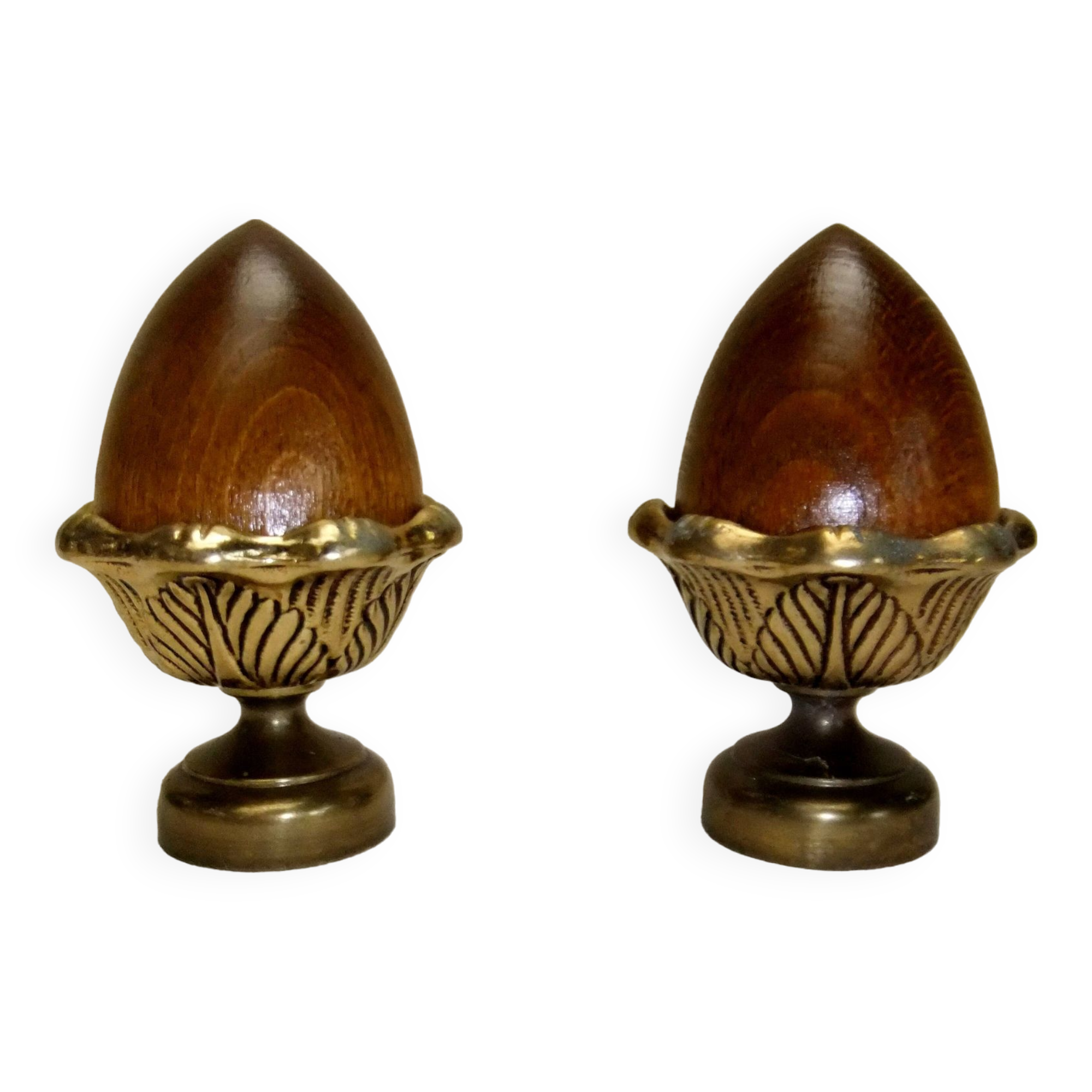 Pine cone bronze wood ornament staircase ball end curtain rod