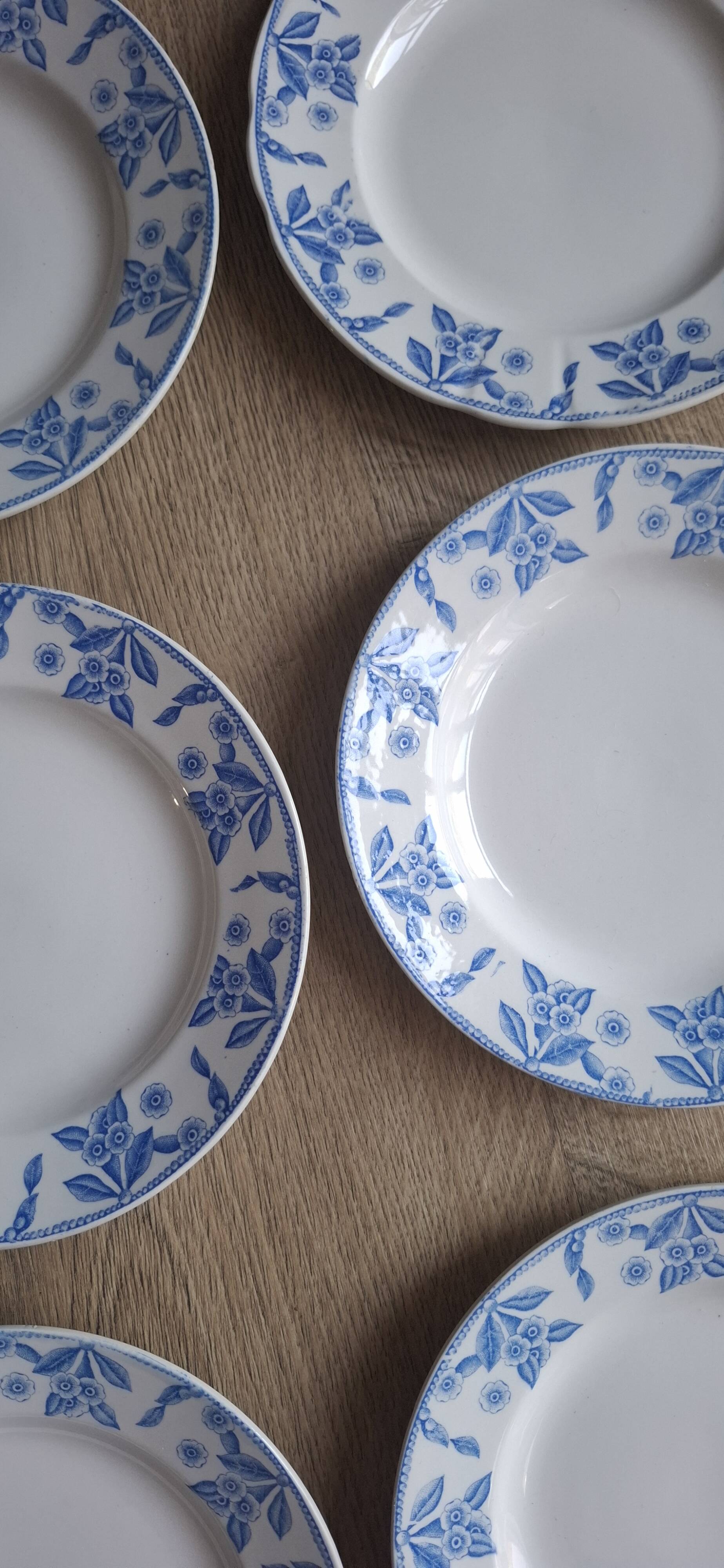 Set of 9 Dux Boch blue dessert plates, 1960