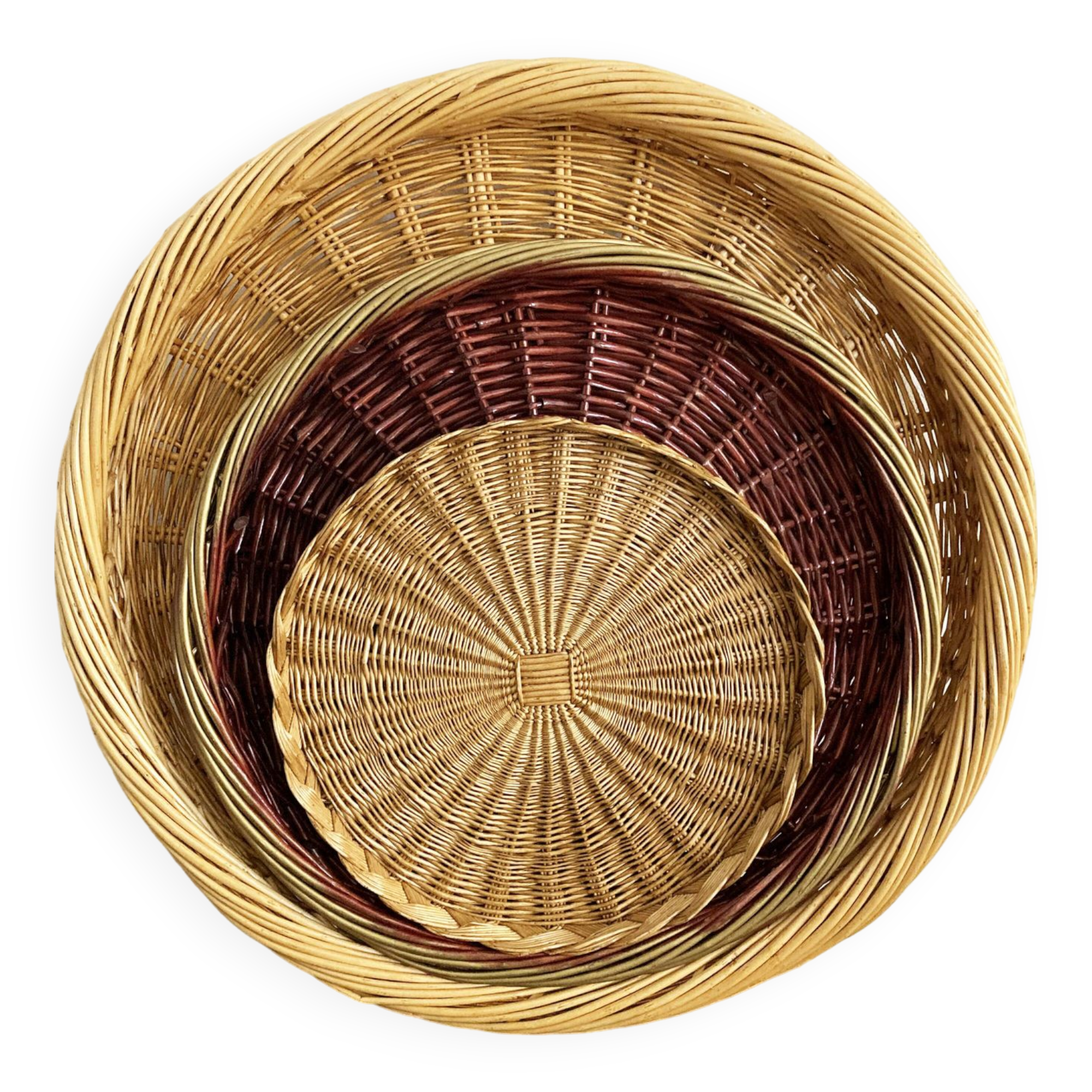 Trio de plateaux en osier