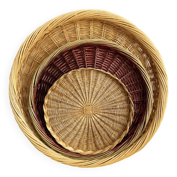 Wicker tray trio