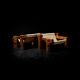 Pair of brutalist chairs in pine and canvas, 1970s