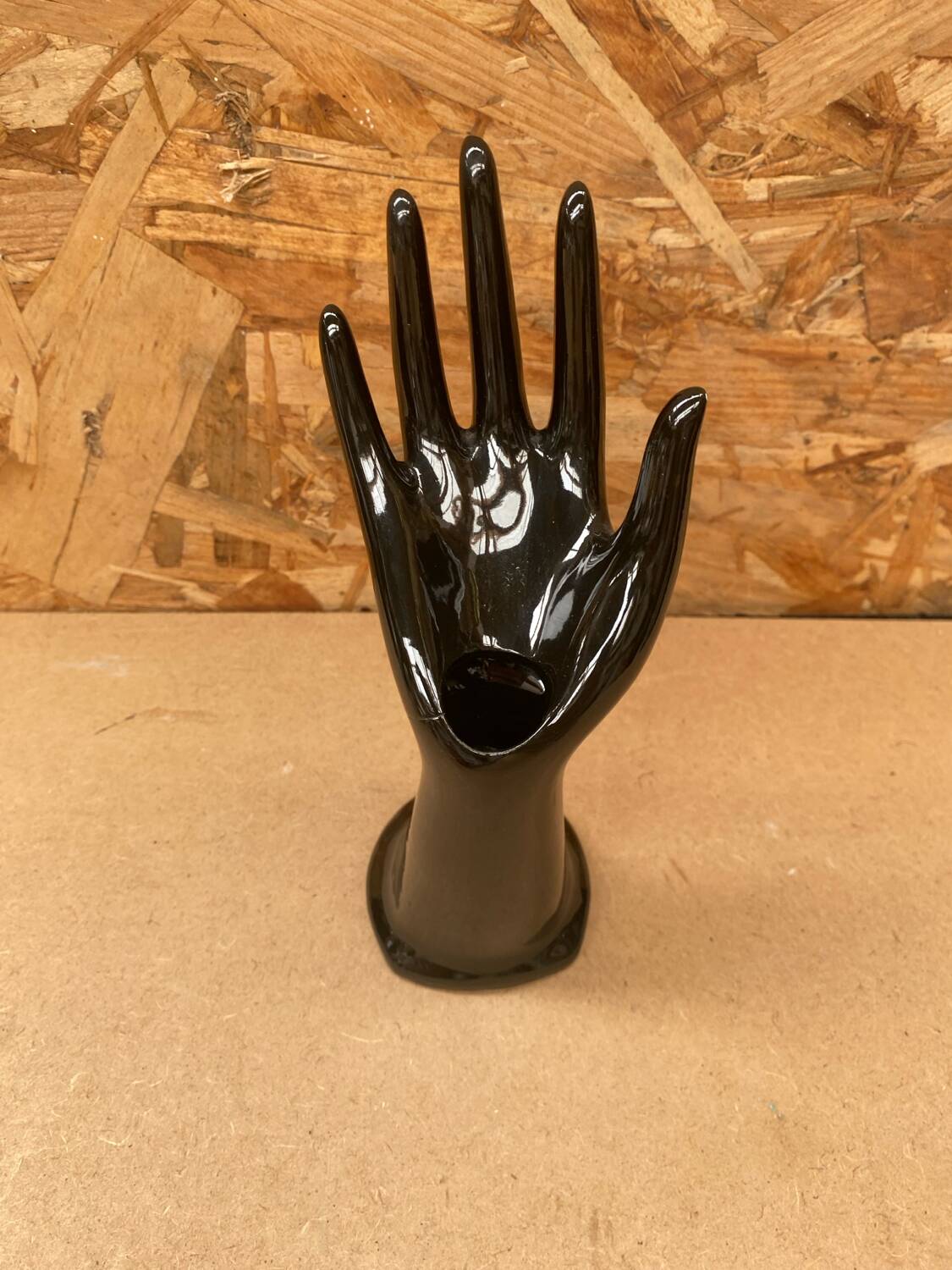 Antique Black Ceramic Hand Soliflore Ring Sizer Vintage Decoration