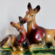 Vintage doe sculpture signed Angelo Biagoni - statue of doe and her fawn - plaster sculpture