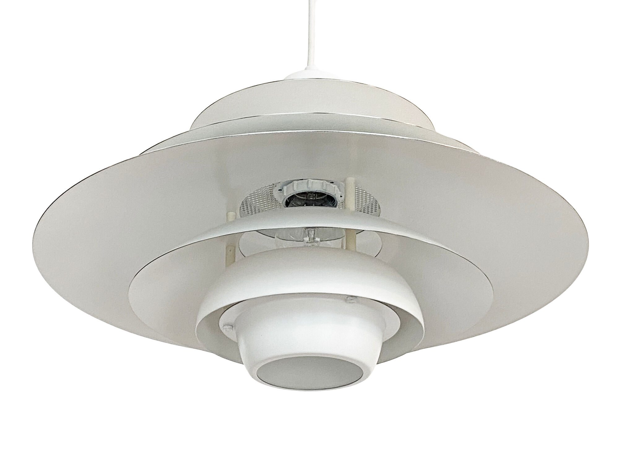 Multi layered pendant light by Kurt Wiborg for Jeka Metaltryk. Denmark 1970s