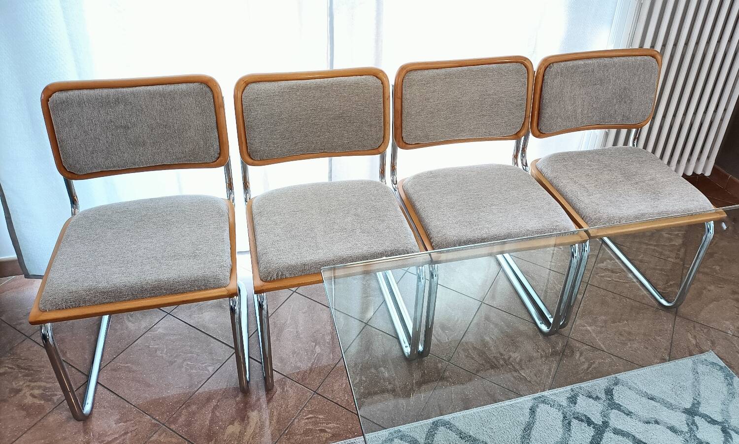 4 Cesca B32 Breuer chairs renovated beige