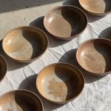 11 assiettes creuses artisanales vintage en grès mat