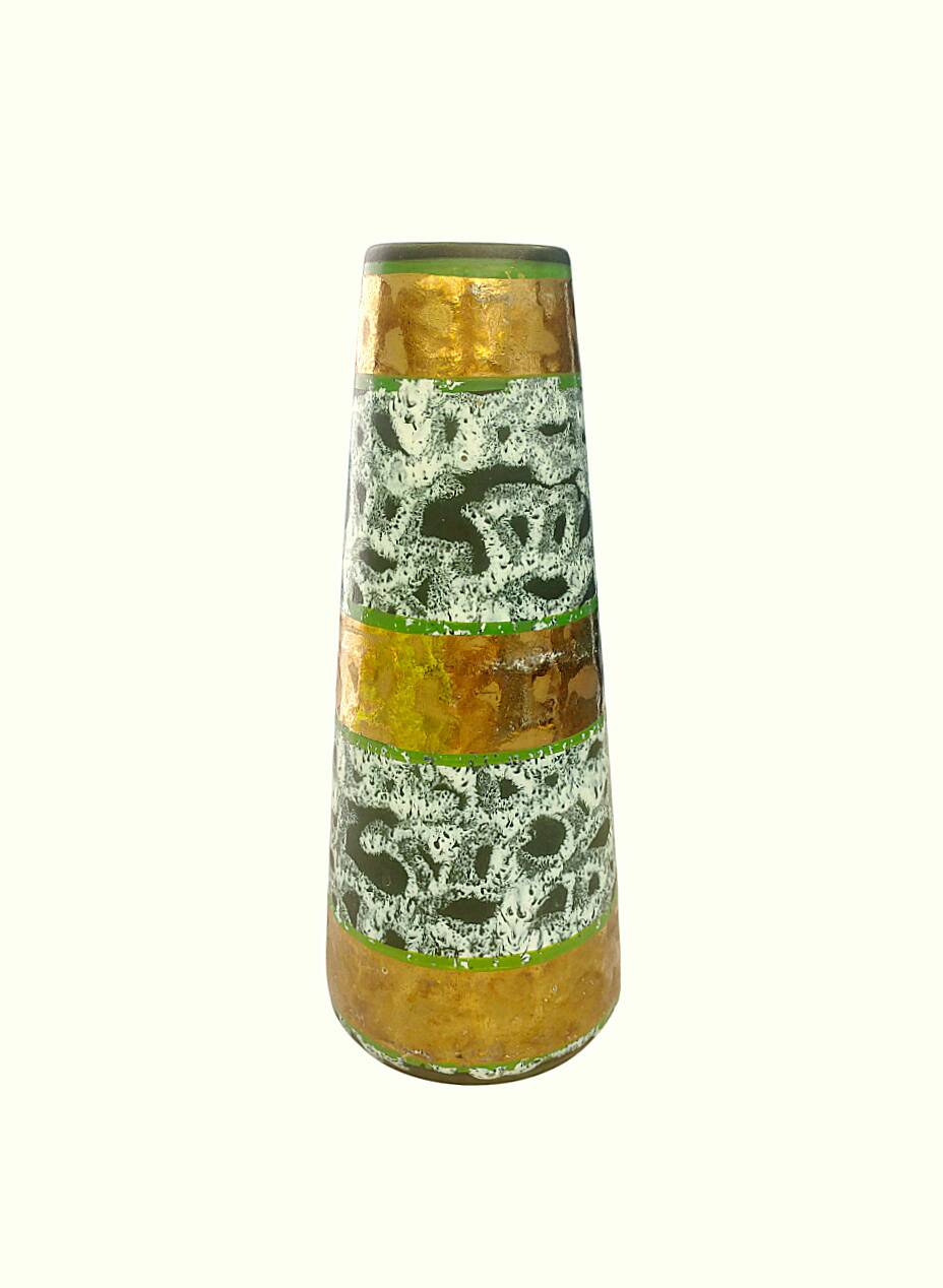 Roller vase – Vintage ceramic, speckled decor with gold highlights, perfect condition
