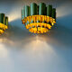 Pair of pendant lamps vintage Thorsten Orrling,solid brass, Suede 1960
