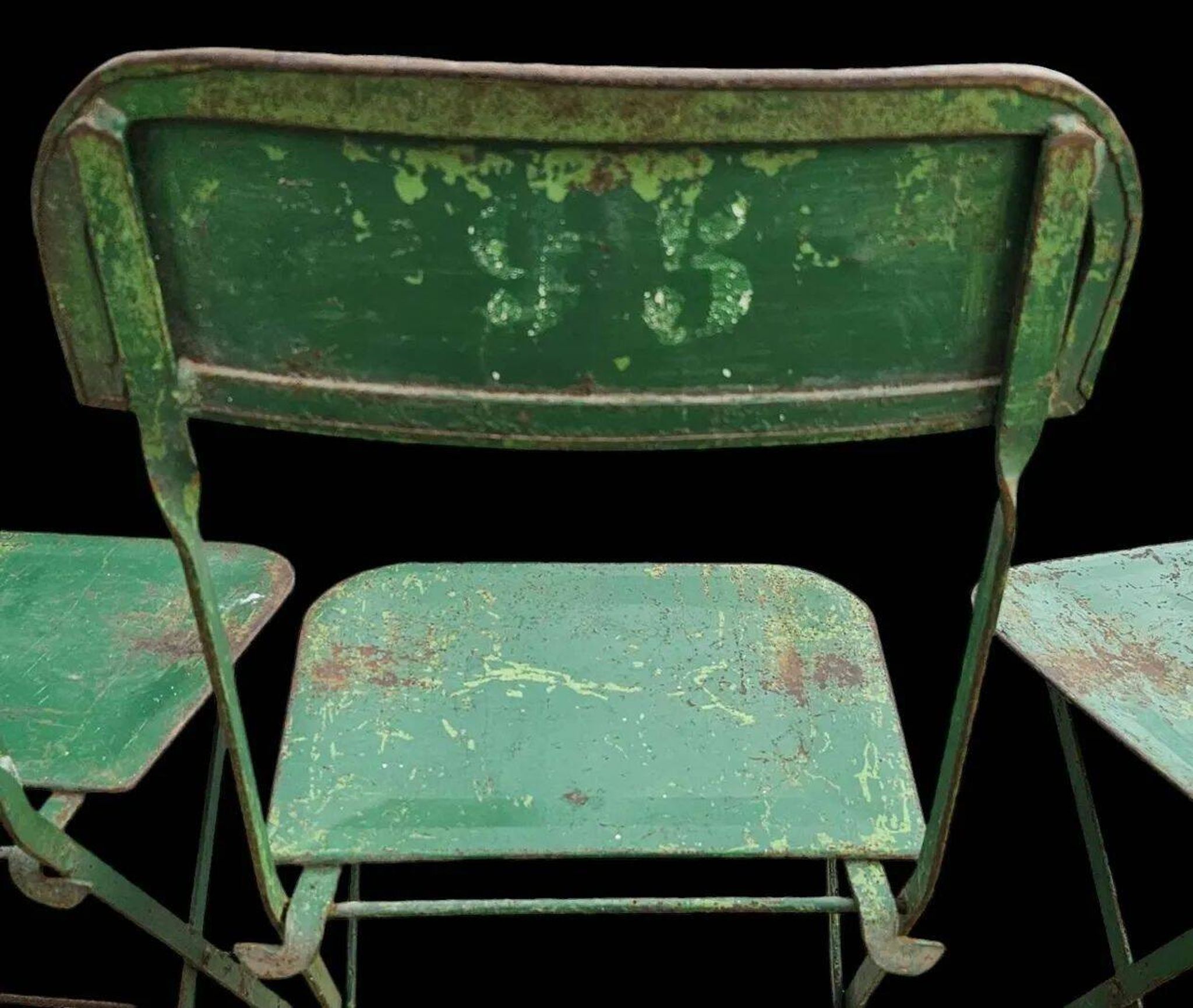 Lot de 8 chaises pliantes industrielles en métal peint vert